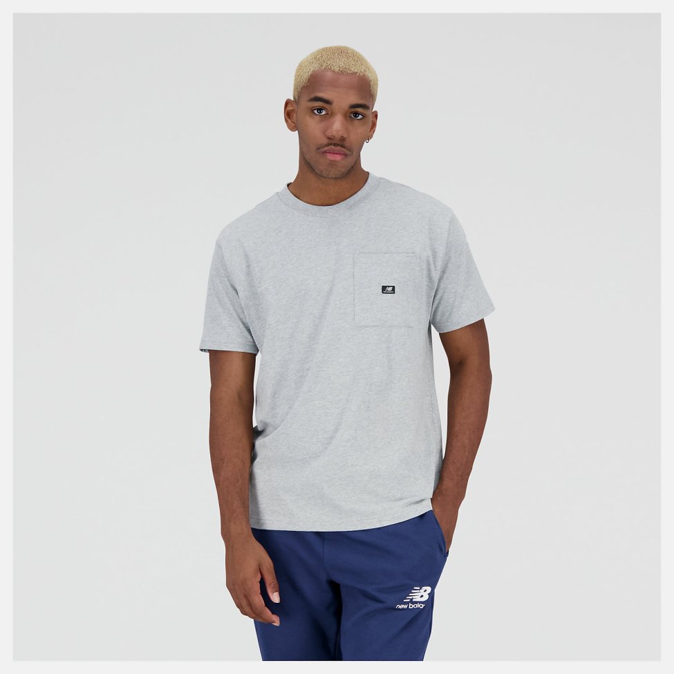 Maend New Balance Tshirts Og Midlayers | Essentials Reimagined Cotton Jersey Short Sleeve T-Shirt Haettetroje Athletic Grey